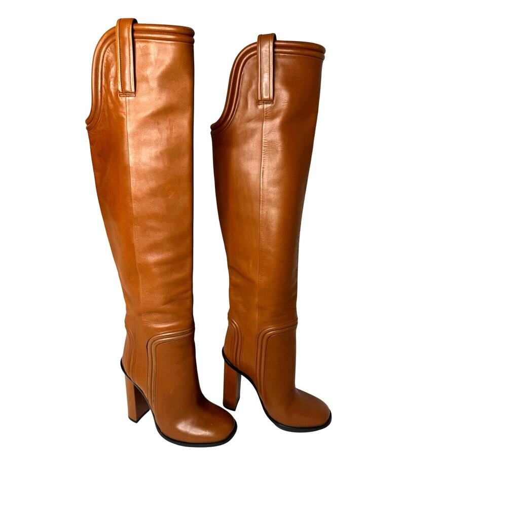 Gucci Brown Calfskin OTK Boots Cocoa Leather Classic Knee High size EU 35.5